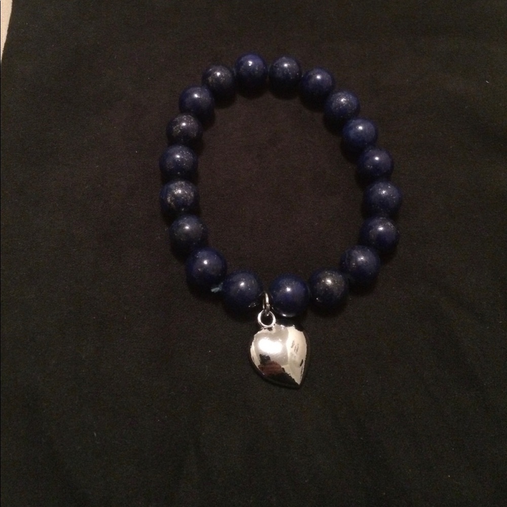 Lapis Bracelet with Heart charm.